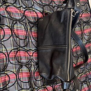 Coach Black Leather Belt with Silver Buckle